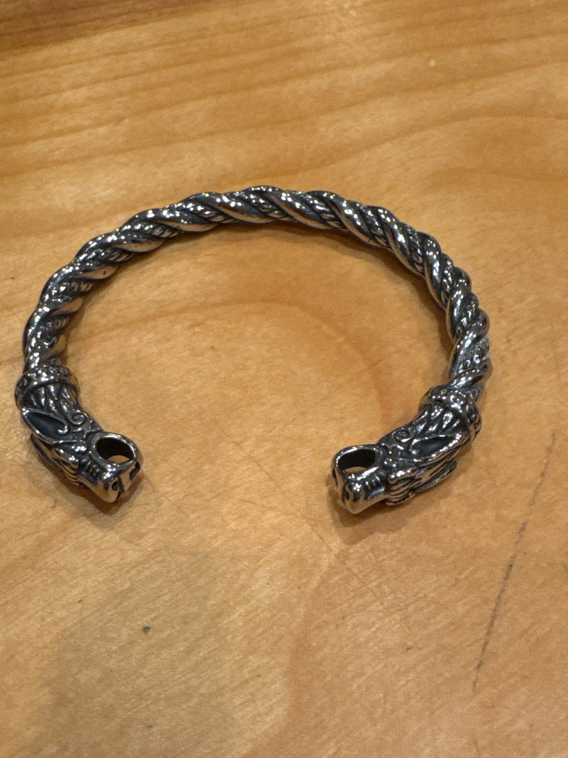 Viking Wolf Metal Bangle