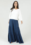 Wide Leg Smocked Waist Tiered Pants