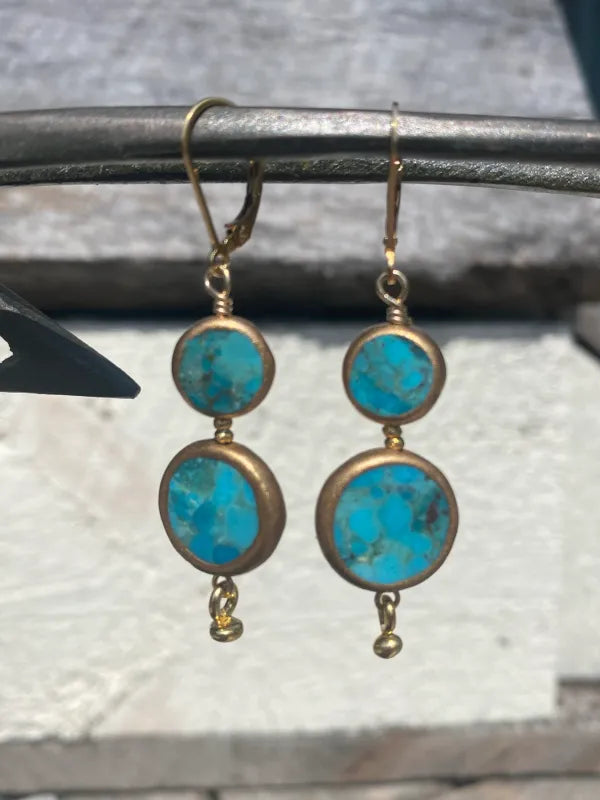 Double Round Fairy Pillow Gold Earrings