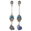 Evil Eye Hand with Rough Sodalite Earrings