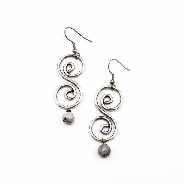 Banjara Antique Silver and Amethyst Earrings