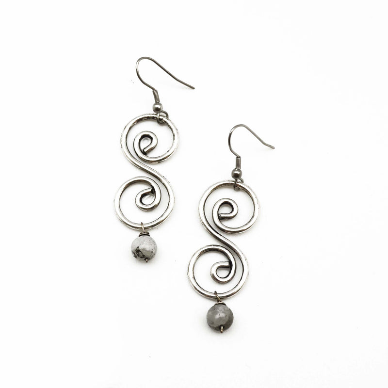 Banjara Antique Silver and Amethyst Earrings