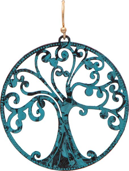 Patina Round Curlicue Tree Earring