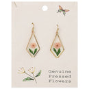 Pink Dried Flower Gold Diamond Earrings