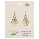 Icy Blue Dried Flower Gold Diamond Earrings