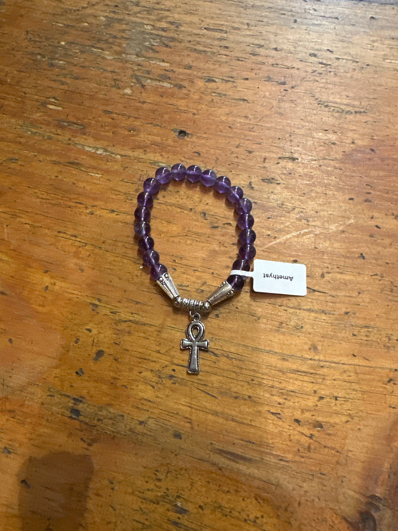 Gemstone Stretch Bracelet with Pendant