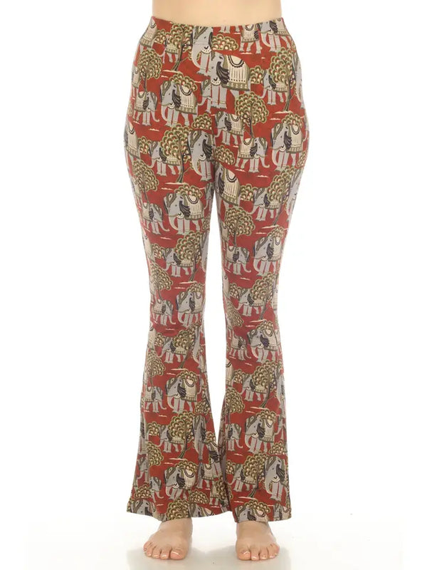 Elephant Print Bellbottom Pants