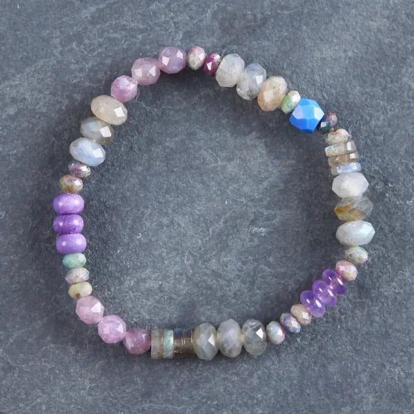 Labradorite and Purple Polar Stretch Bracelet