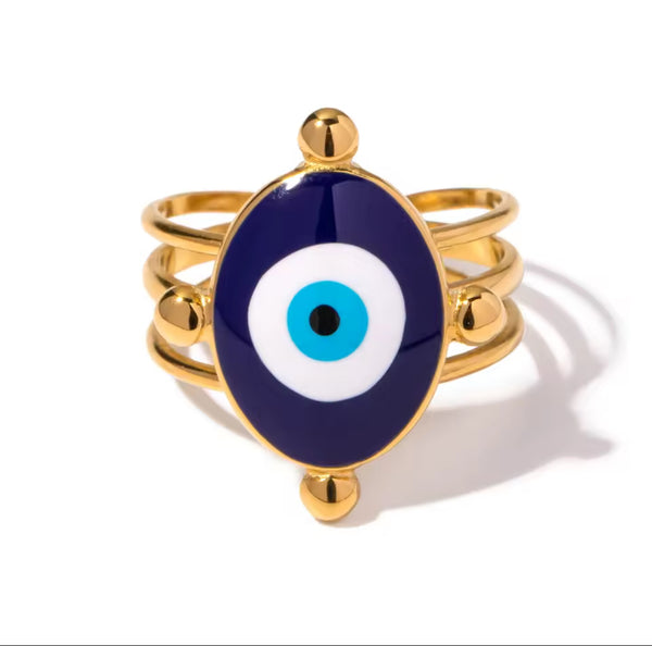 Geometric Evil Eye Ring