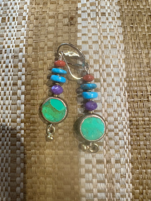 GER Green Round Raindrop Earrings