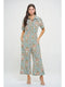 Abstract Floral Print Overall