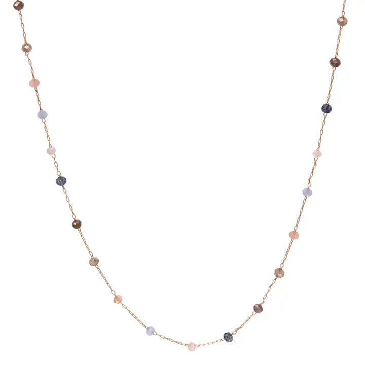Fine Chain Choker Necklace with Stationed Crystals