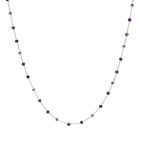 Fine Chain Choker Necklace with Stationed Crystals