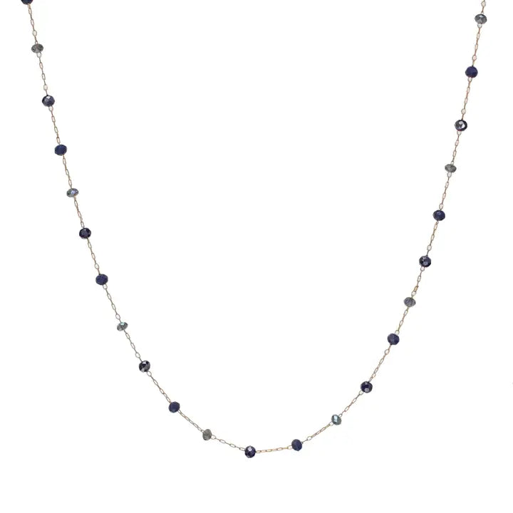 Fine Chain Choker Necklace with Stationed Crystals