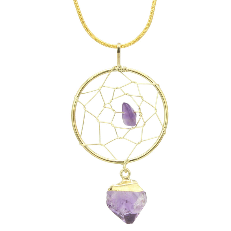 Web with Amethyst Point Pendant Necklace