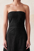 Bustier Strapless Faux Suede Dress