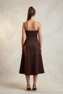 Bustier Strapless Faux Suede Dress