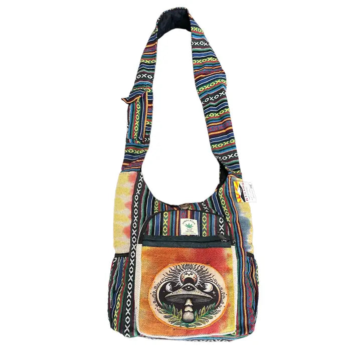 Hemp Tie Dye Side Pocket Eye Mushroom Bag