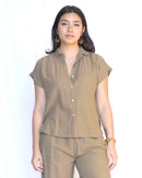 Erisha Short Sleeve Button Down Top