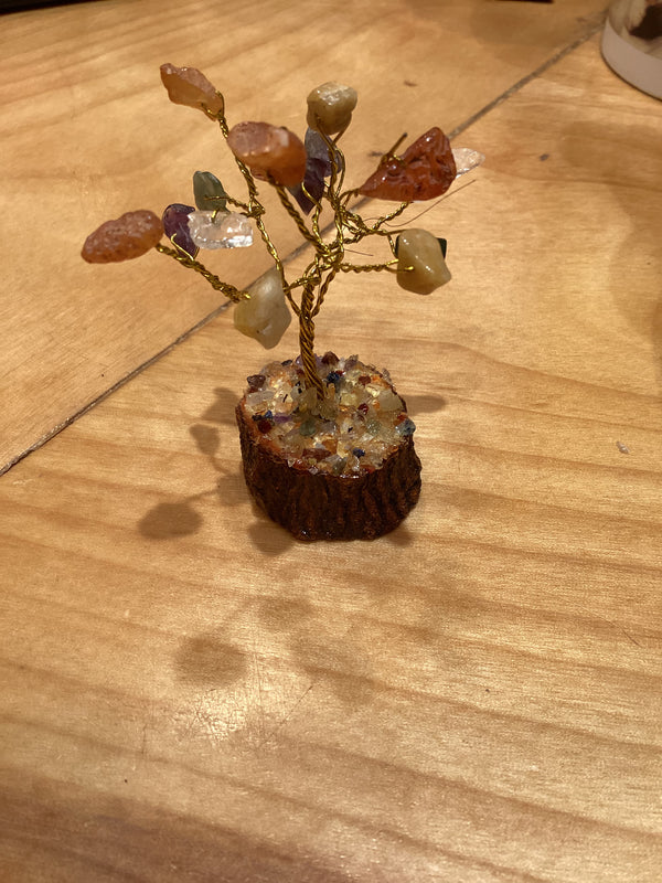 Wooden Base Gemstone Tree - 2"