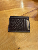 Leather Card Holder with Braided Pattern