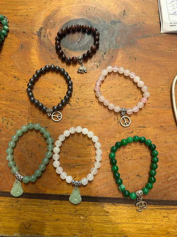 Gemstone Stretch Bracelet with Pendant