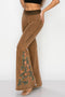 T-Party Flowers Embroidered Flare Yoga Pants