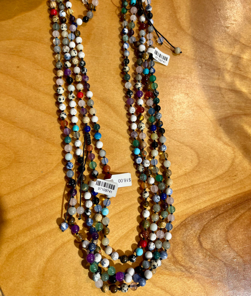 6mm Knotted 28" Multi Bead Necklace