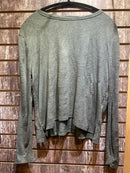 Hacci Slubb Crew Neck Side Slit Long Sleeve Top