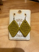 Mustard Diamond Crochet Earrings