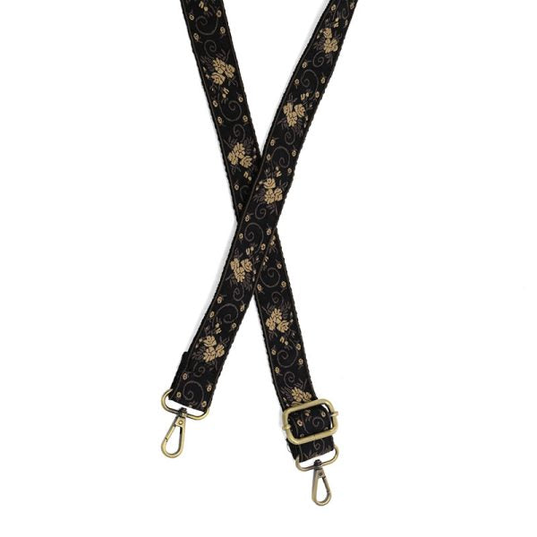 Scrolling Floral Embroidered Guitar Strap