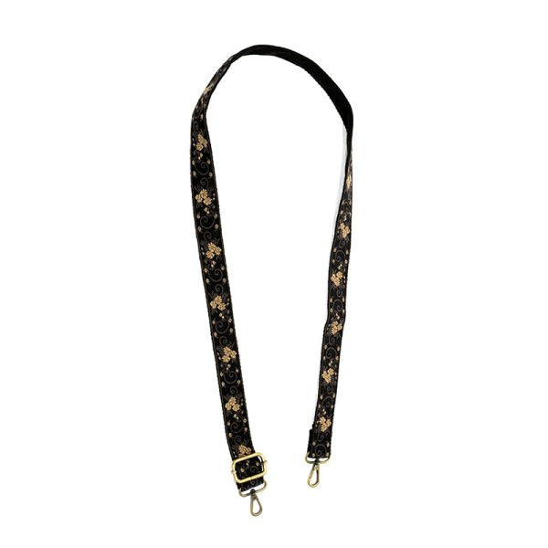 Scrolling Floral Embroidered Guitar Strap