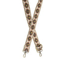 Tan Studded Daisy Embroidered Guitar Strap
