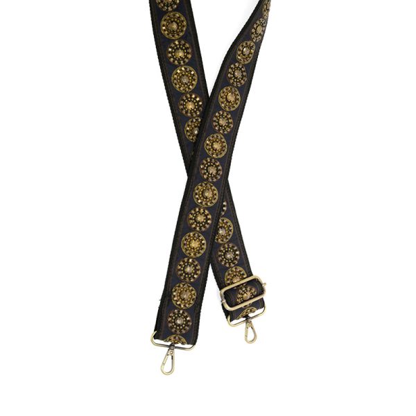 Navy Hand Nailed Studded Guitar Strap