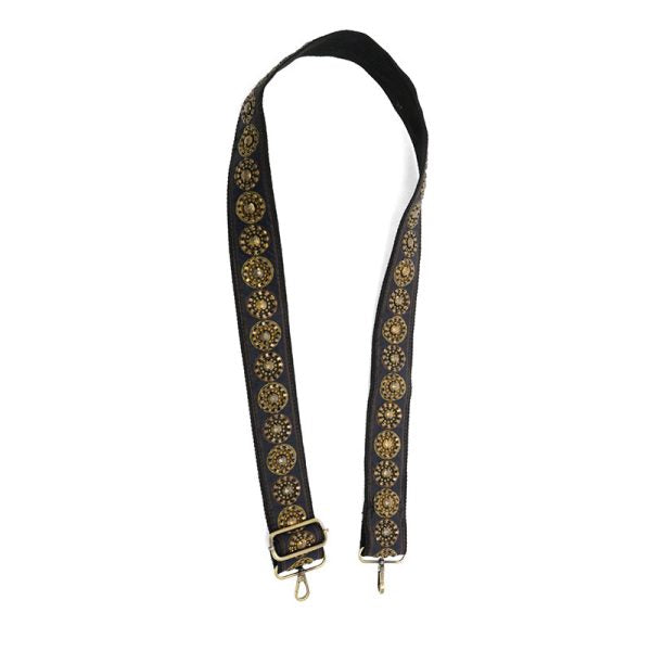 Navy Hand Nailed Studded Guitar Strap