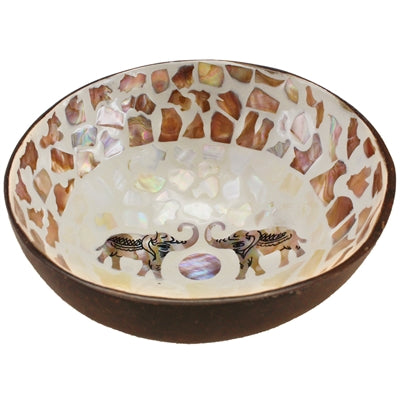 Little Elephant Mosaic Inlay Coconut Shell Bowl