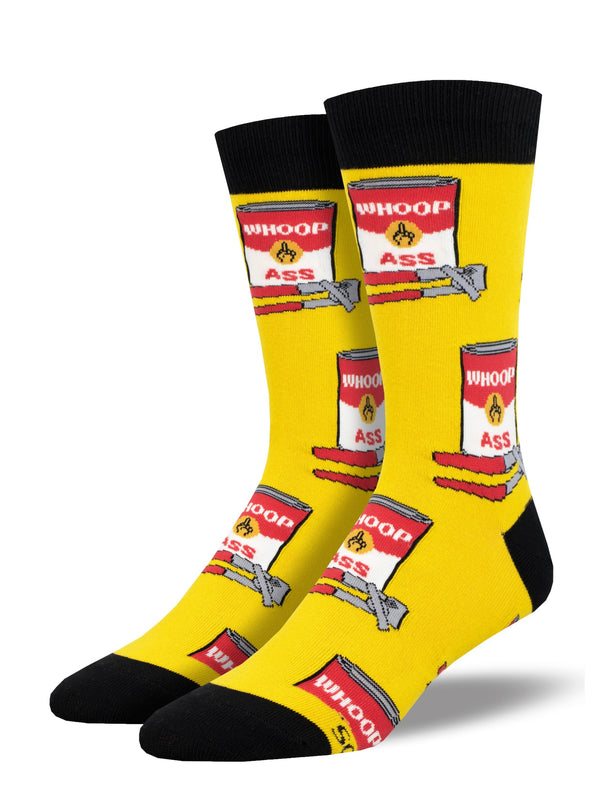 Men's Can Of Whoop Ass Socks- Yellow