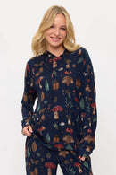 MUSHROOMS AND BUGS PRINT TUNIC HOODIE