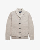 Men’s Wool Blend Donegal Inspired Shawl Collar Cardigan- Off White