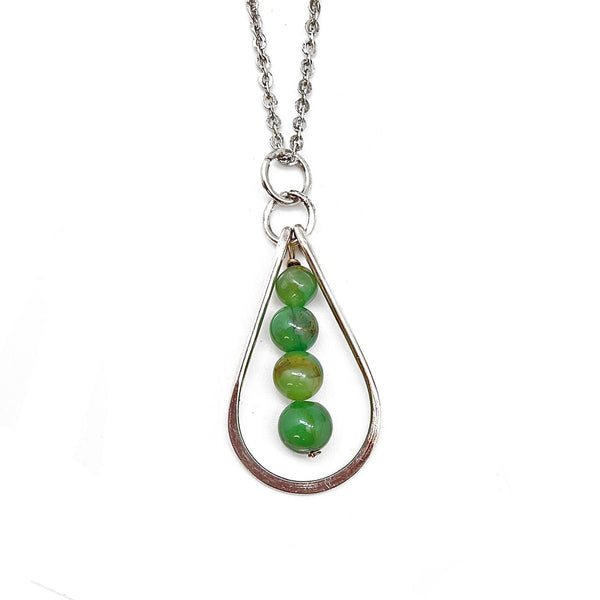 Banjara Collection Necklace – Silver Teardrop and Aventurine Beads
