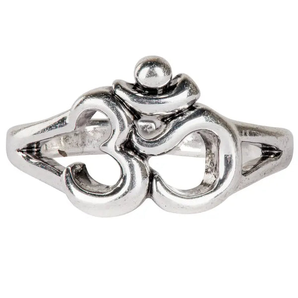 Om Burnished Silver Adjustable Ring