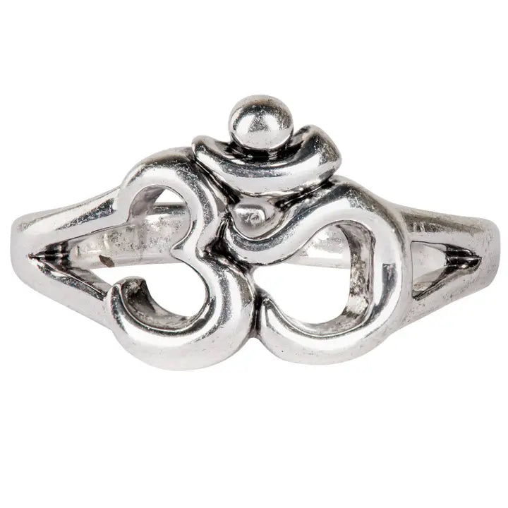 Om Burnished Silver Adjustable Ring