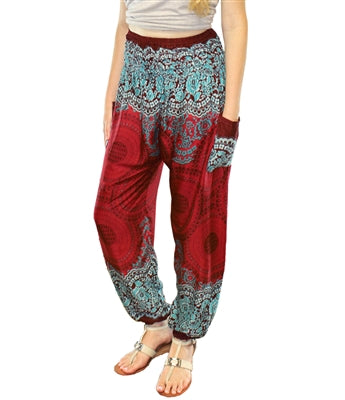 Jeannie Pants Medallion Red/Turquoise