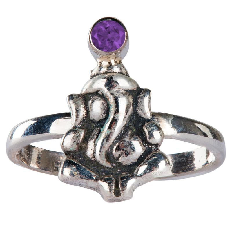 Sterling Silver and Amethyst Buddha Ring