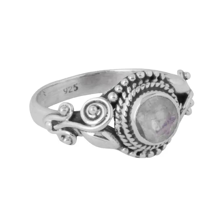 Rainbow Moonstone Swirl/Leaf Ring