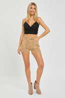 High Rise Side Cargo Pocket Shorts - Cocoa