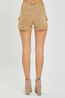 High Rise Side Cargo Pocket Shorts - Cocoa