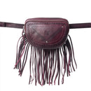 Zidana Stormy Trails Fringed Veg Tanned Leather Bag- Raven Dusk