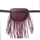 Zidana Stormy Trails Fringed Veg Tanned Leather Bag- Raven Dusk