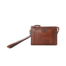 Zidana Bandera Ridge Vegetable-Tanned Leather Wristlet - Dusty Rose